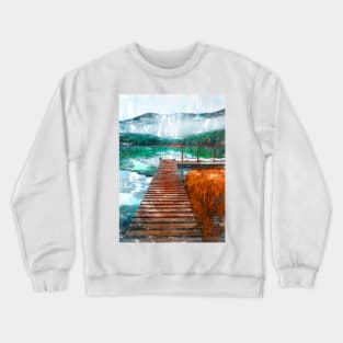 Wooden Jetty Serene Lake Crewneck Sweatshirt